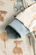 Farm Animal 2 Way Zip-Up Baby Sleeper | Cream Cotton Footie