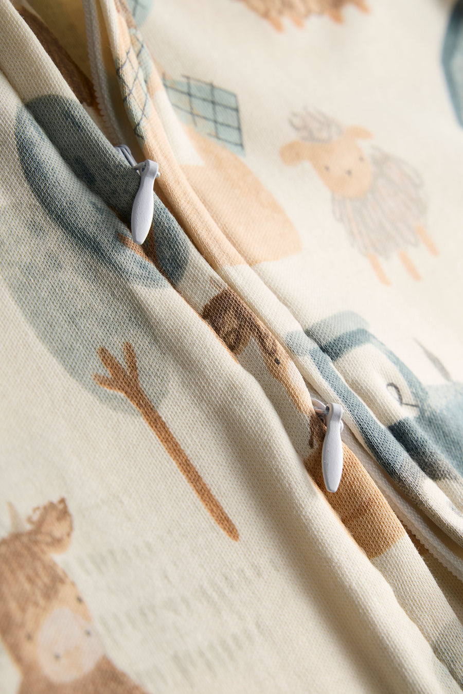 Farm Animal 2 Way Zip-Up Baby Sleeper | Cream Cotton Footie