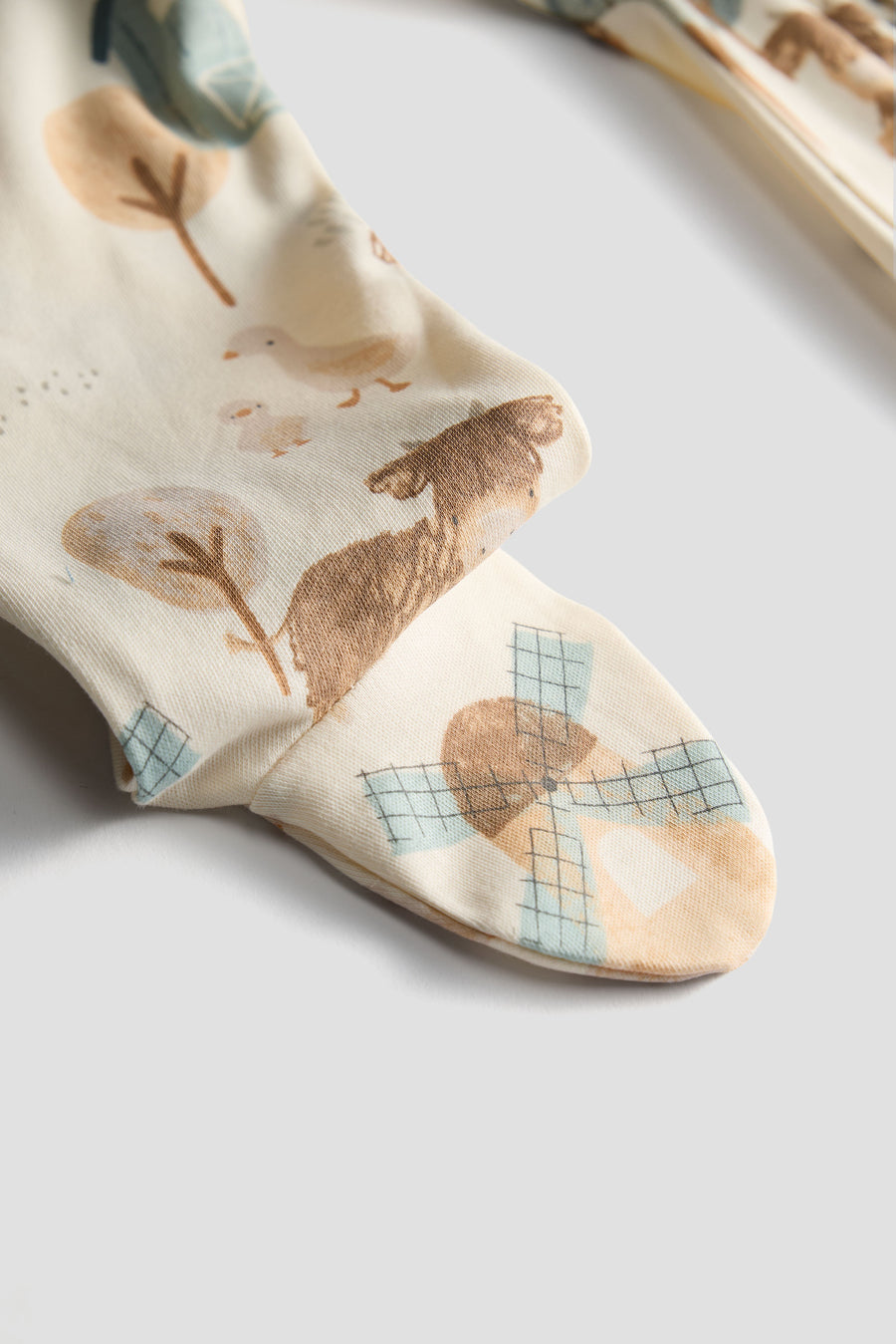 Farm Animal 2 Way Zip-Up Baby Sleeper | Cream Cotton Footie