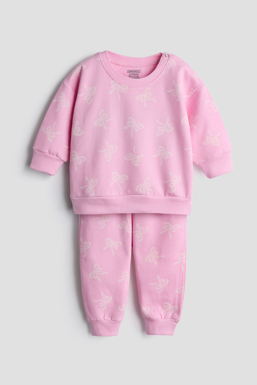 Pink Bow Print Sweatshirt and Jogger Set