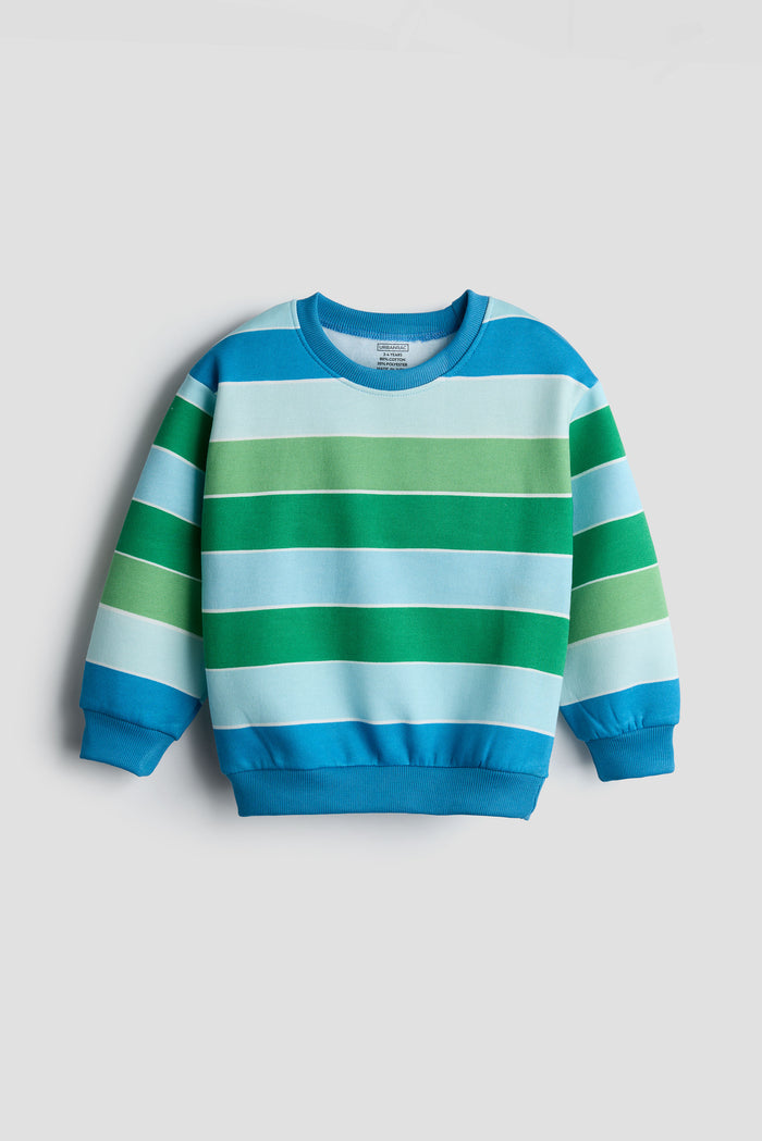 Blue and Green Multi-Stripe Sweatshirt