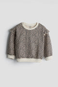 Leopard Print Ruffle Sweatshirt and Jogger Set