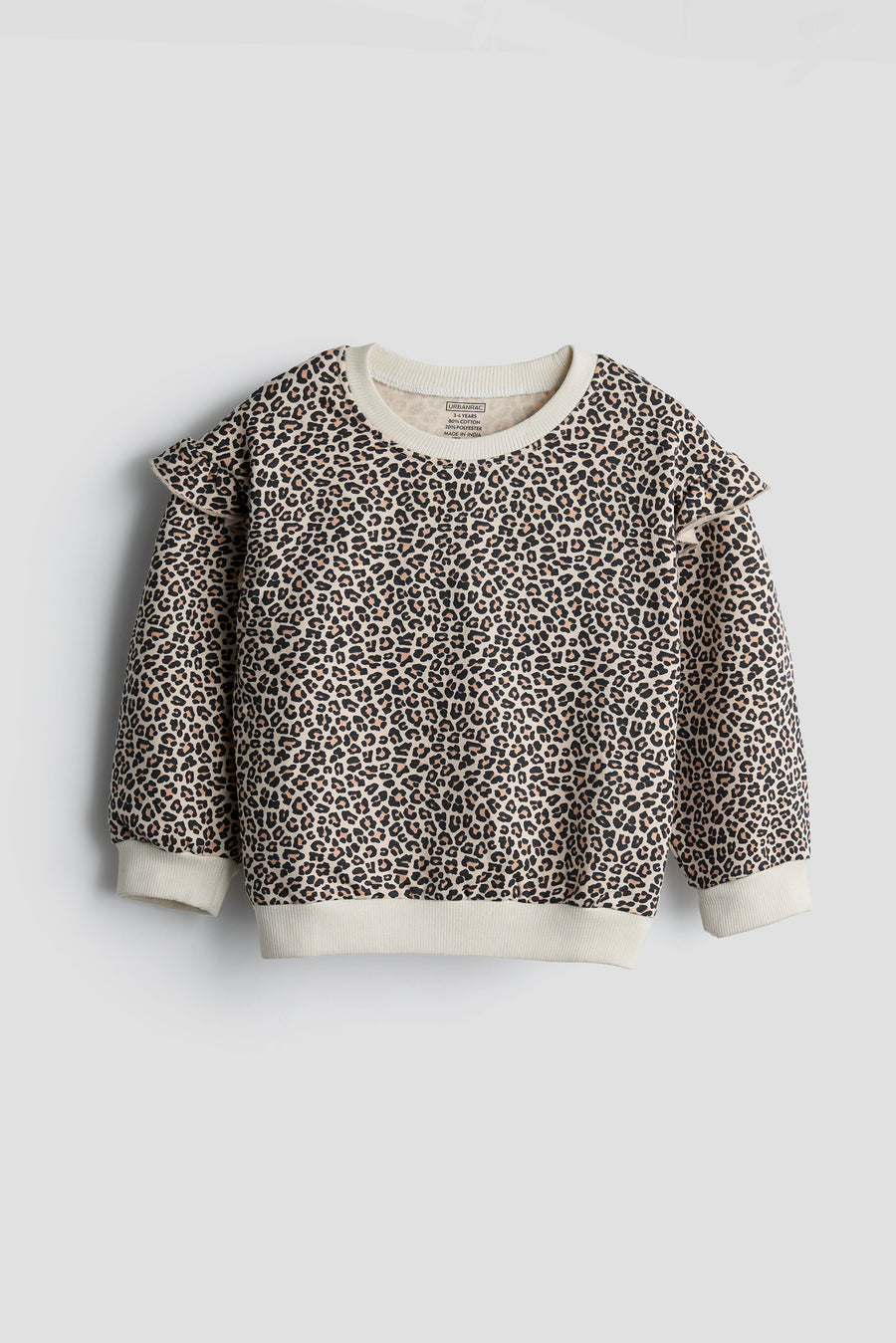 Leopard Print Ruffle Sweatshirt and Jogger Set