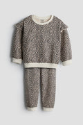 Leopard Print Ruffle Sweatshirt and Jogger Set