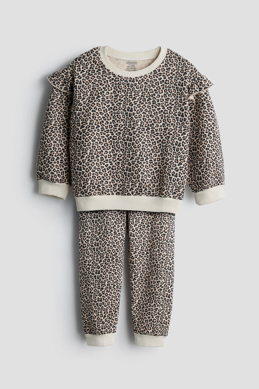 Leopard Print Ruffle Sweatshirt and Jogger Set