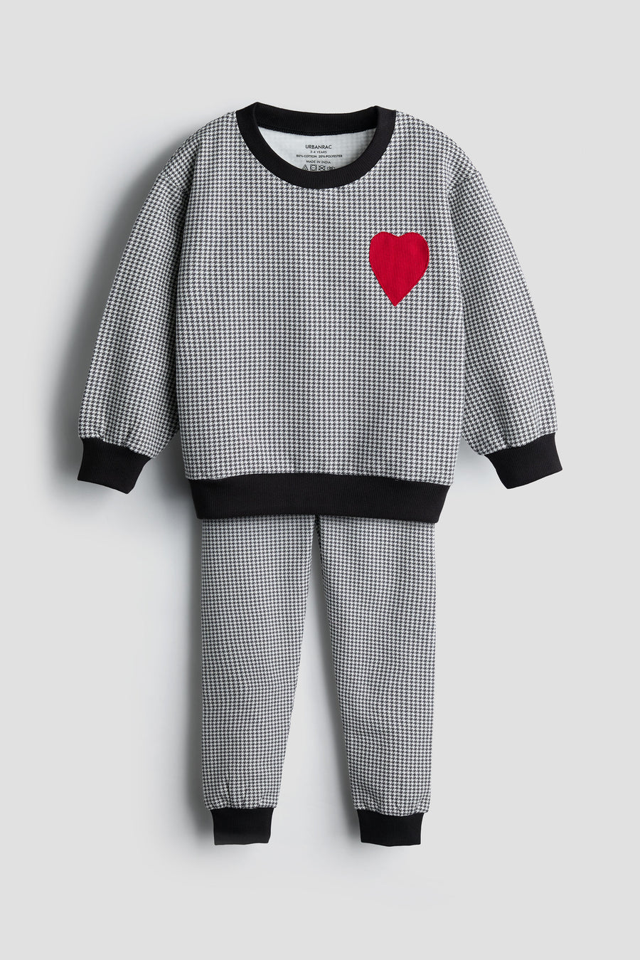 Houndstooth Heart Sweatshirt and Jogger Set