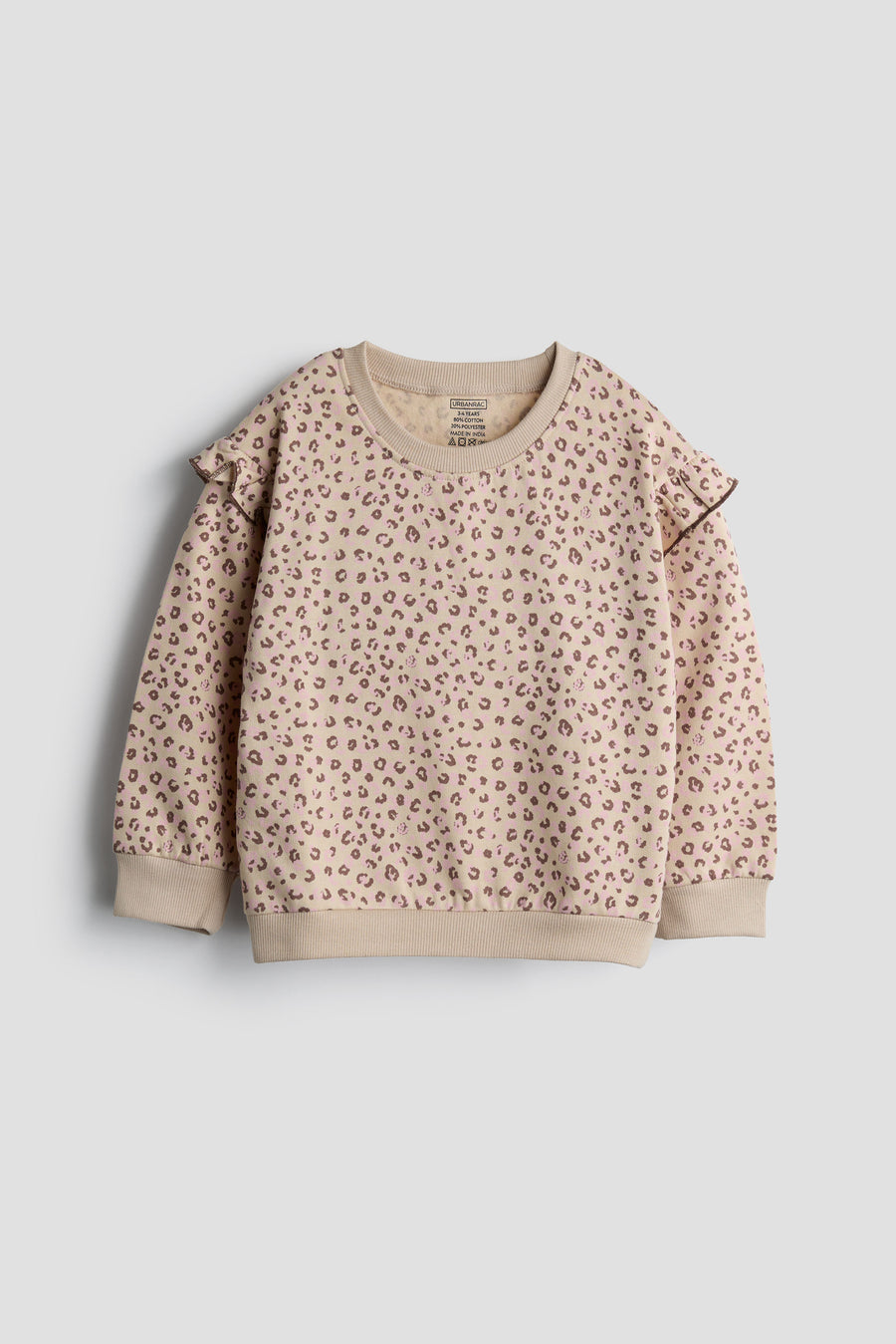 Pink Leopard Ruffle Sweatshirt and Jogger Set