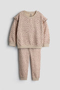 Pink Leopard Ruffle Sweatshirt and Jogger Set
