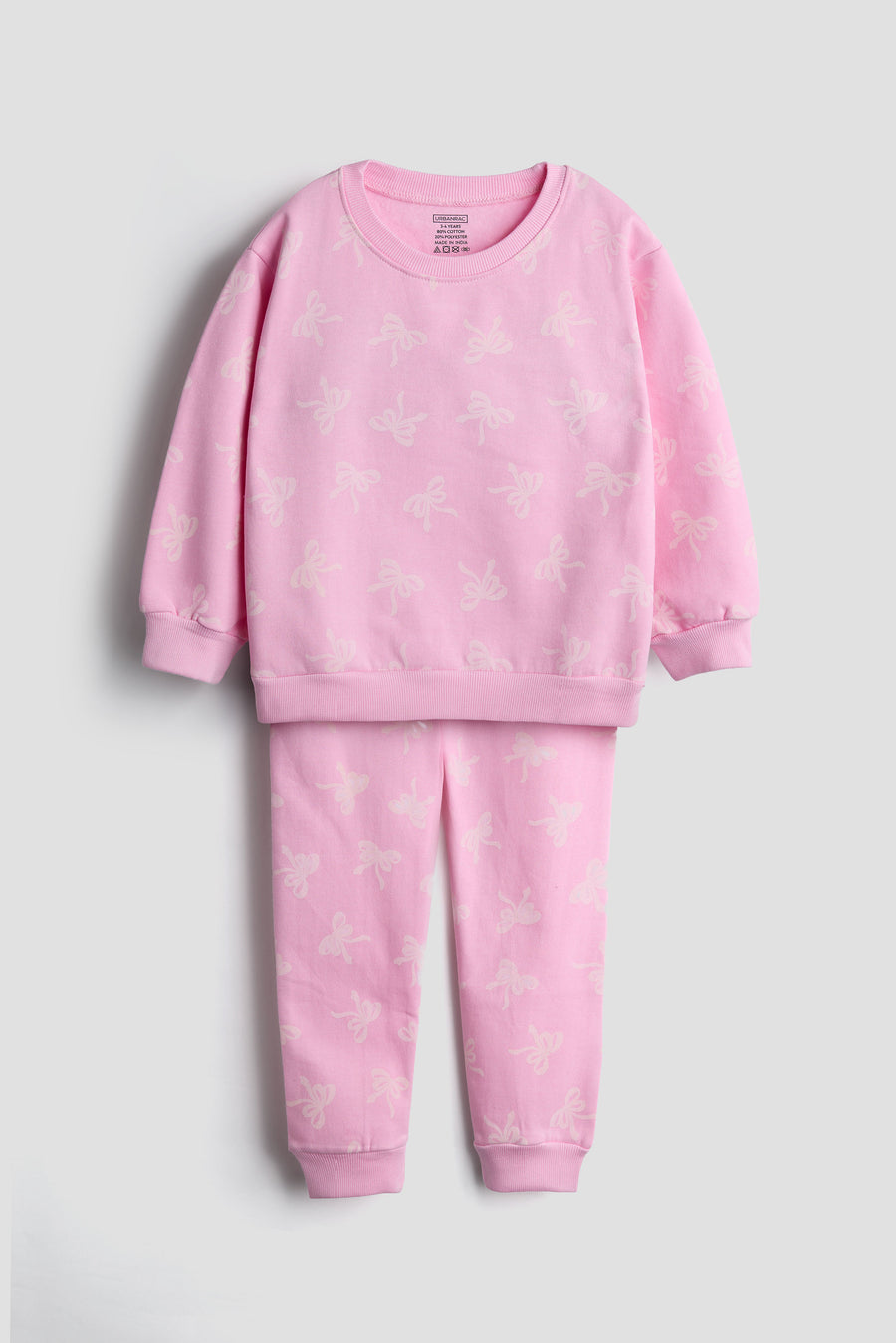 Pink Bow Print Sweatshirt and Jogger Set