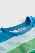 Blue and Green Multi-Stripe Sweatshirt