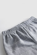 Grey Windowpane Check Fleece Sweatshirt and Jogger Set