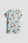 Baby Boys & Girls Interlock Cotton Half Romper | Little Moo Print | 2 Pack