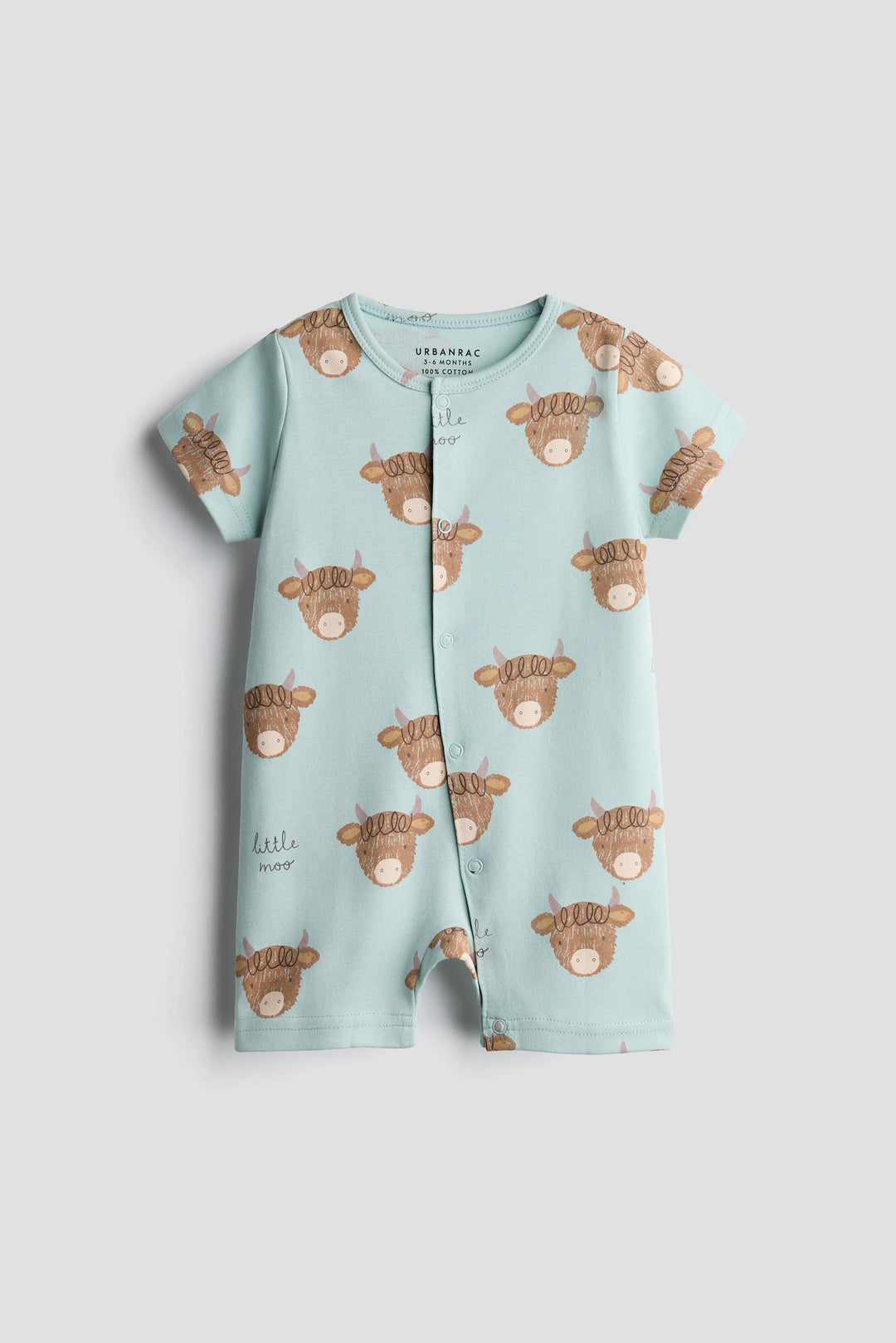 Baby Boys &amp; Girls Interlock Cotton Half Romper | Little Moo Print | 2 Pack