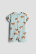 Baby Boys & Girls Interlock Cotton Half Romper | Little Moo Print