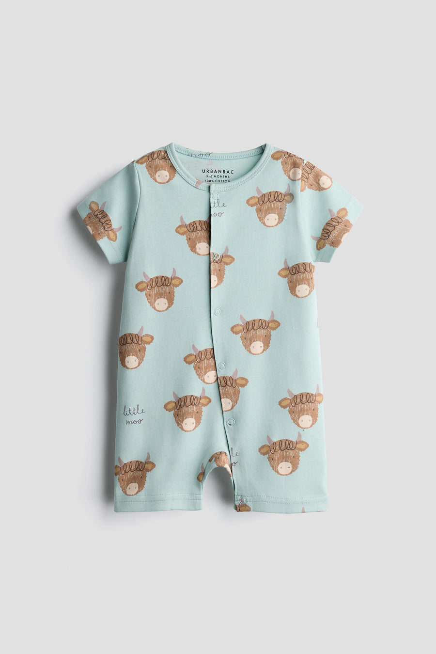 Baby Boys & Girls Interlock Cotton Half Romper | Little Moo Print