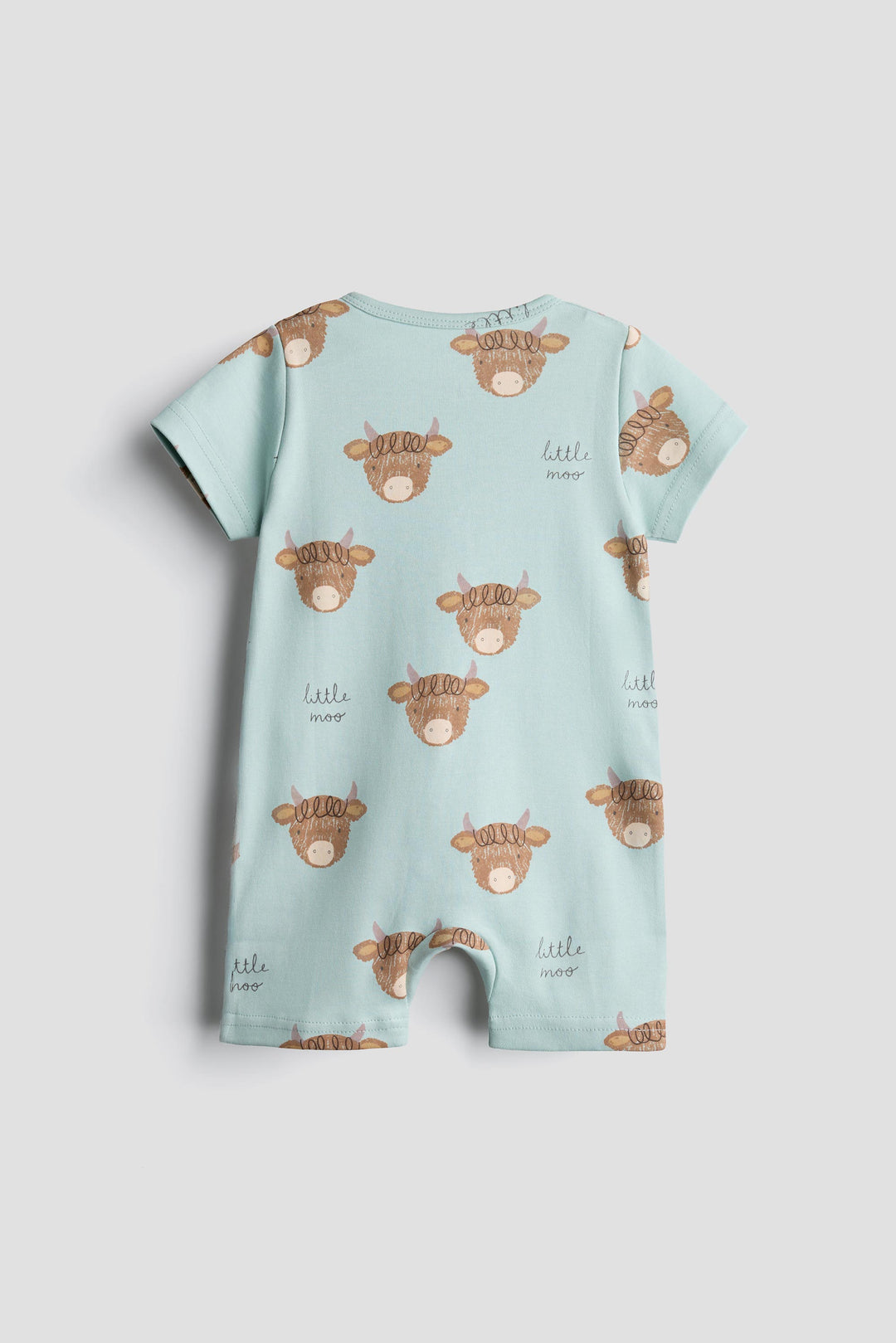 Baby Boys &amp; Girls Interlock Cotton Half Romper | Little Moo Print | 2 Pack