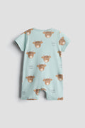 Baby Boys & Girls Interlock Cotton Half Romper | Little Moo Print