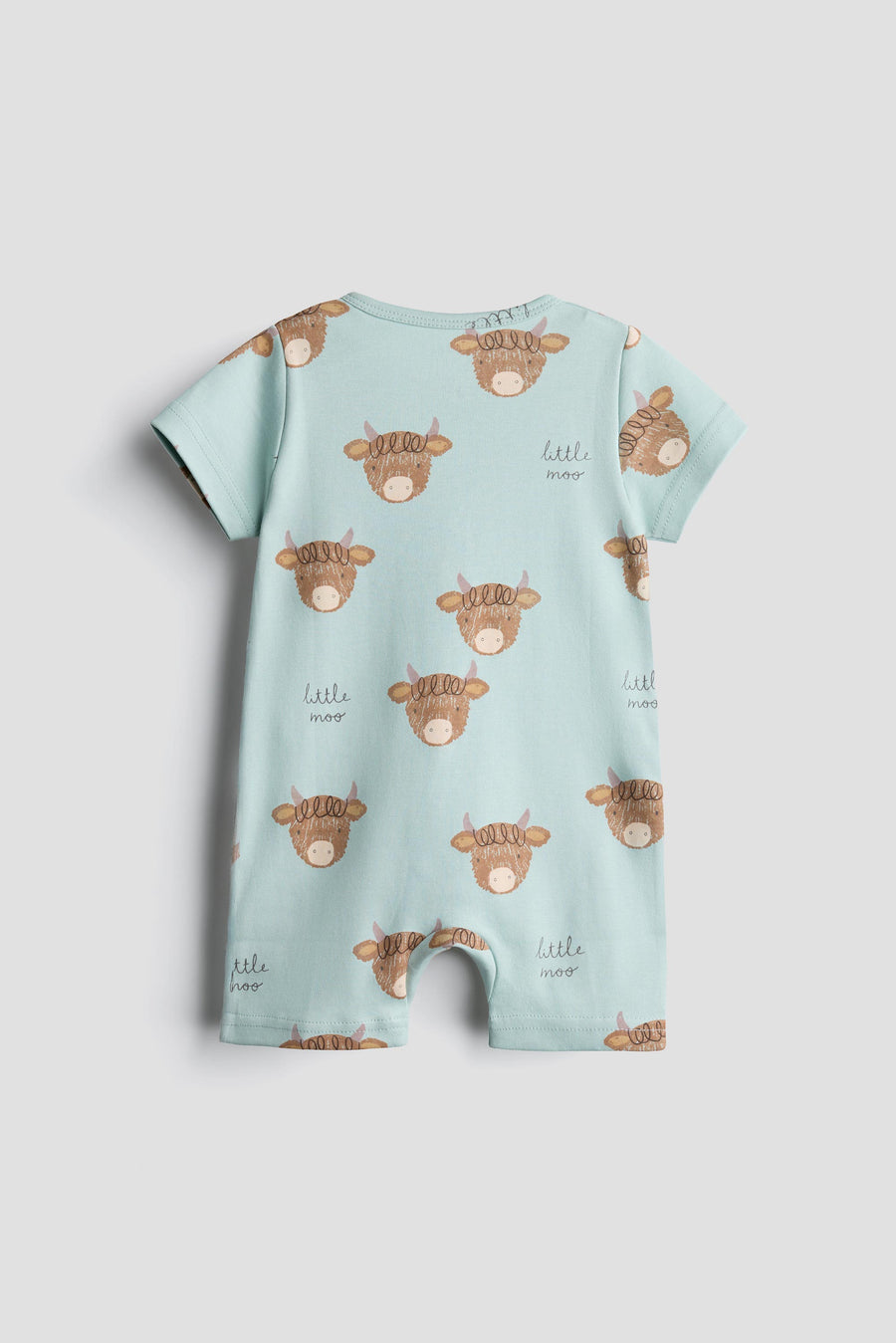 Baby Boys & Girls Interlock Cotton Half Romper | Little Moo Print
