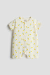 Interlock Cotton Half Romper | Lemon