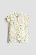 Interlock Cotton Half Romper | Lemon