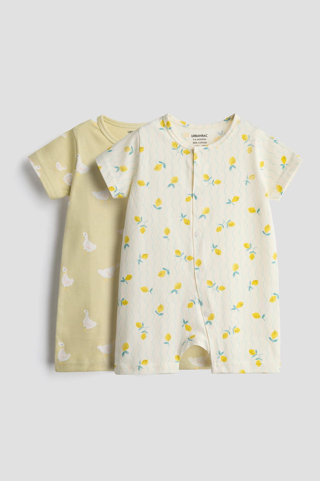 Interlock Cotton Half Romper 2 Pack | Lemon Duck