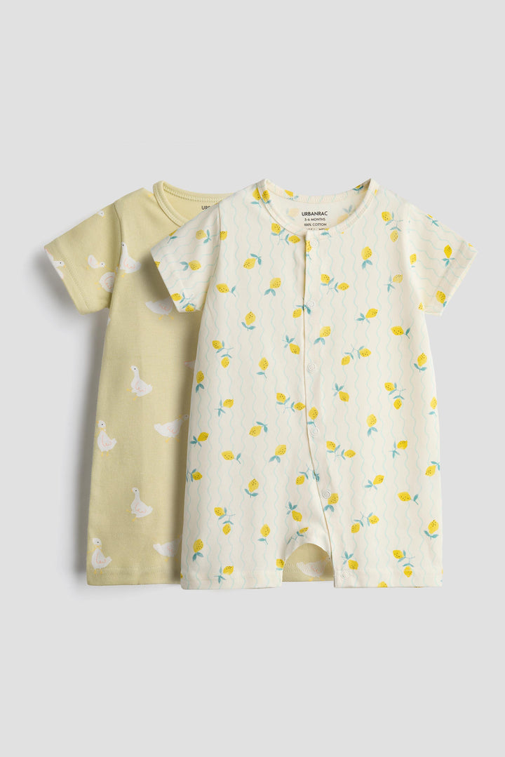 Interlock Cotton Half Romper 2 Pack | Lemon Duck