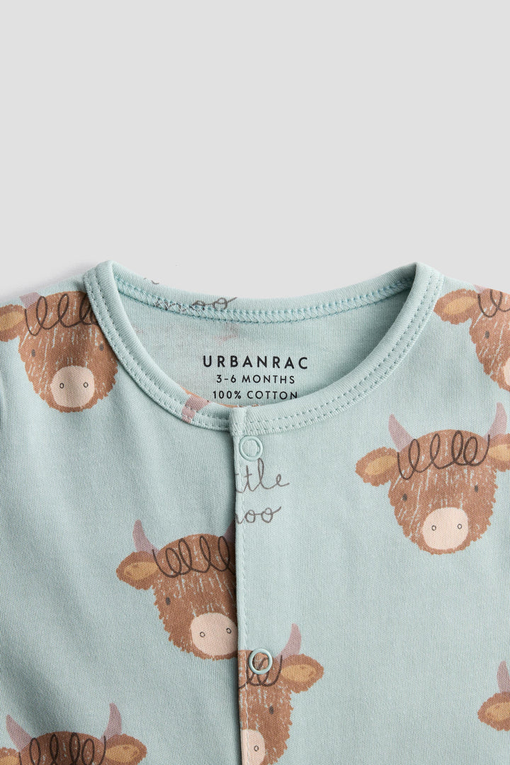Baby Boys &amp; Girls Interlock Cotton Half Romper | Little Moo Print | 2 Pack
