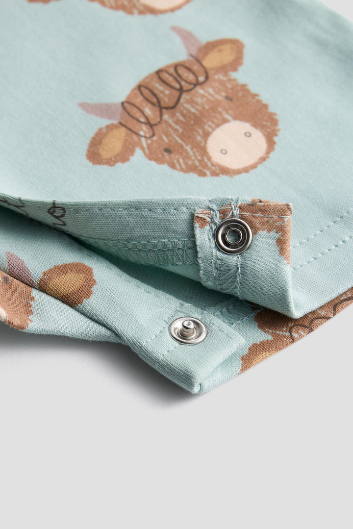 Baby Boys &amp; Girls Interlock Cotton Half Romper | Little Moo Print | 2 Pack