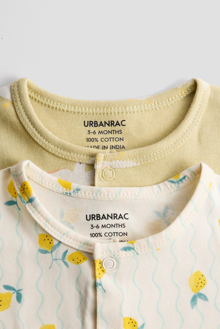 Interlock Cotton Half Romper 2 Pack | Lemon Duck