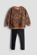 Sweatshirt Set -Classy brown leapord print with legging