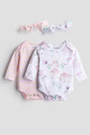 Whimsical Safari and Strip 2-Pack Onesie With Matching Bows