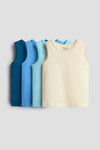 Cool Basics 4-Pack Sleeveless Vest Set | 100% Cotton | Baby & Toddler Boys