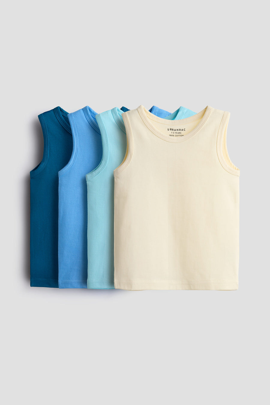 Cool Basics 4-Pack Sleeveless Vest Set | 100% Cotton | Baby & Toddler Boys