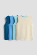 Cool Basics 4-Pack Sleeveless Vest Set | 100% Cotton | Baby & Toddler Boys