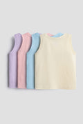 Pastel Dreams 4-Pack Sleeveless Vest Set | 100% Cotton | Baby & Toddler Girls Tank Tops
