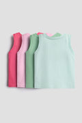 Garden Brights 4-Pack Sleeveless Vest Set | 100% Cotton | Baby & Toddler Girls Tank Tops