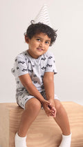 100% Cotton Teddy Print Gray Co-Ord Set