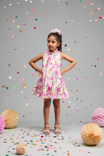 Vibrant floral celebration dress