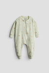 2 Way Double Zipper Sleepsuit In Sage Green For Babies