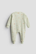 2 Way Double Zipper Sleepsuit In Sage Green For Babies