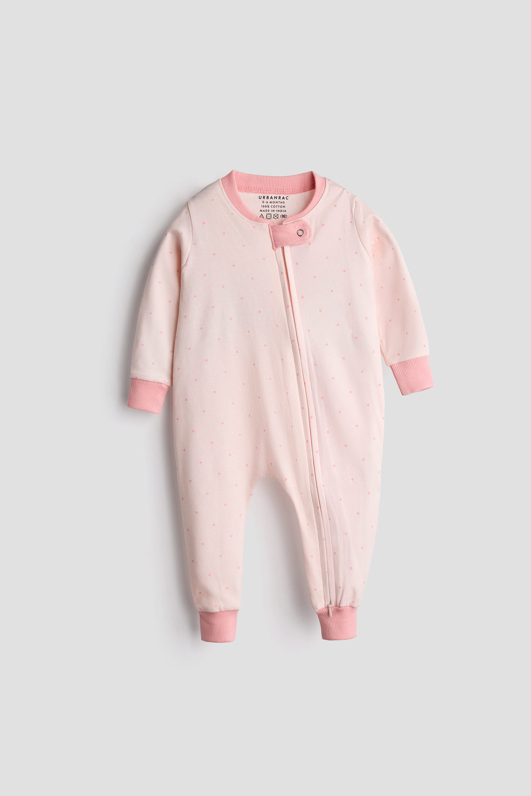 2 Way Double Zipper Sleepsuit for Babies| Peachy Hearts