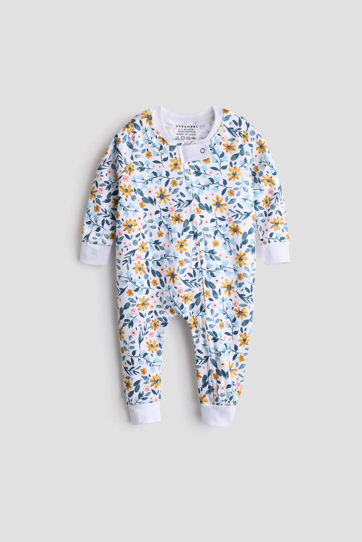 2 Way Double Zipper Sleepsuit for Babies | Floral