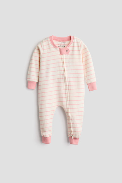 2 Way Double Zipper Sleepsuit in Elegant Strips for Babies