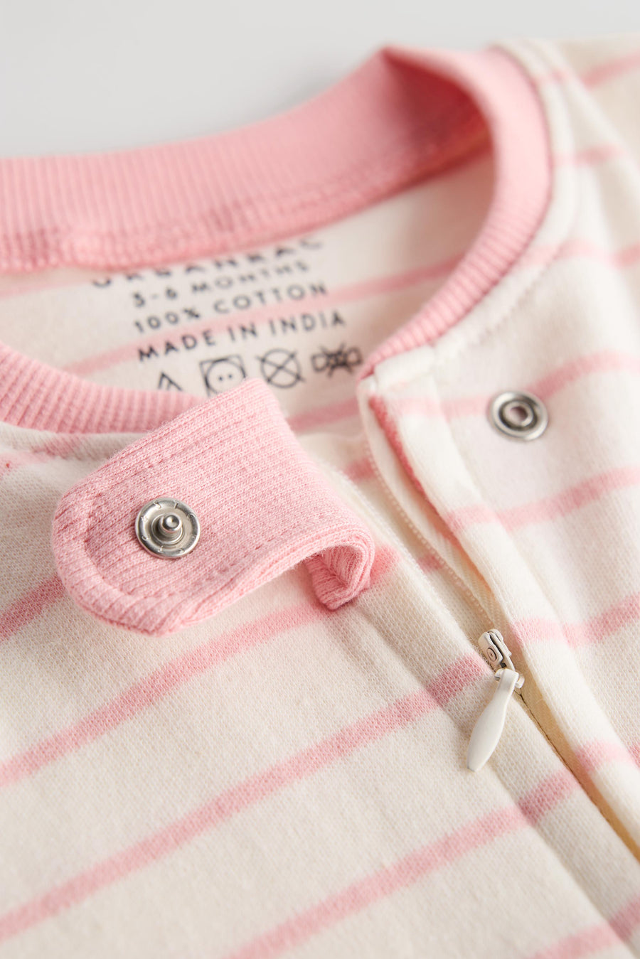 2 Way Double Zipper Sleepsuit in Elegant Strips for Babies