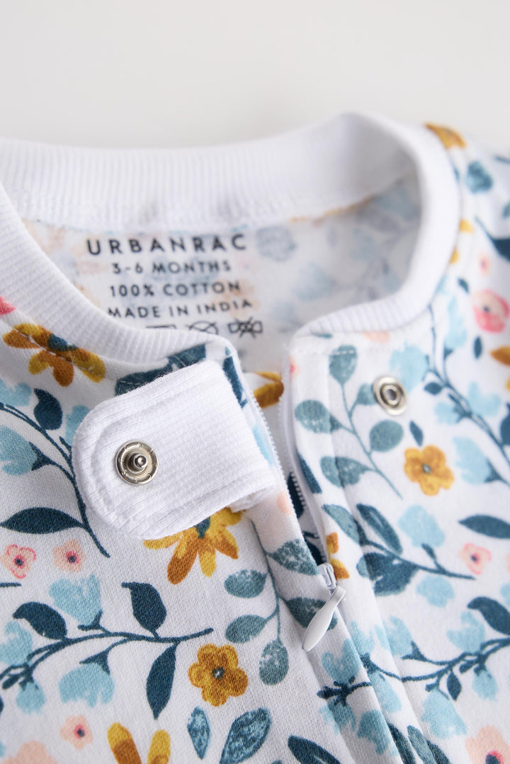 2 Way Double Zipper Sleepsuit for Babies | Floral