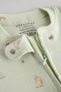 2 Way Double Zipper Sleepsuit In Sage Green For Babies