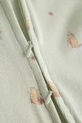 2 Way Double Zipper Sleepsuit In Sage Green For Babies
