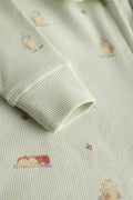 2 Way Double Zipper Sleepsuit In Sage Green For Babies