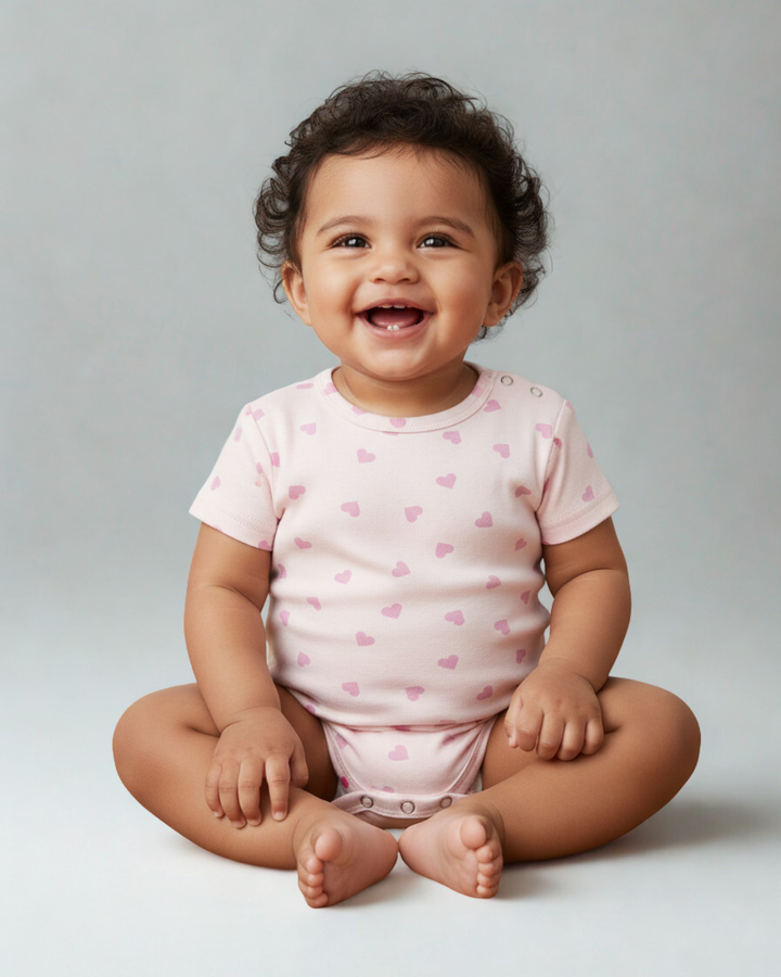 Pink Heart Print Onesies 100% Cotton