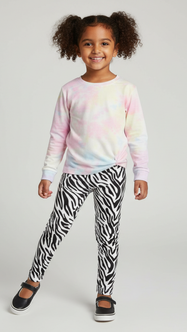 Black strips leggings for girls